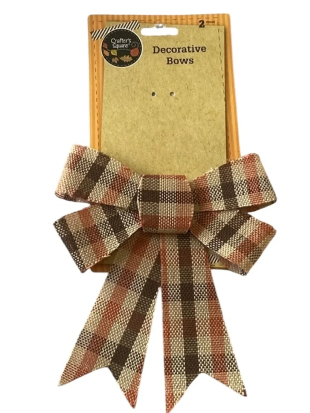 Brown/Beige/Orange Plaid Fabric Gift Bow used missed one